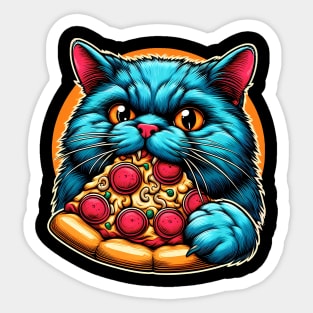 Cute Cat eating Pizza Sticker